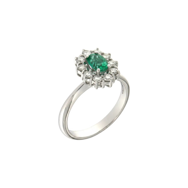 Anello Mirco Visconti con Smeraldo e Diamanti Laterali IE82/A10S