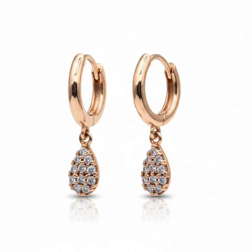 Pendientes colgantes de oro rosa de 18 quilates con circonitas blancas o rojas