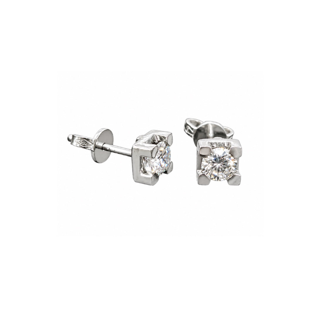 Orecchini Handmade Punto Luce In Oro bianco 18 KT e Zirconi OR021