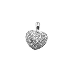 White Gold and Zircon Heart Pendant