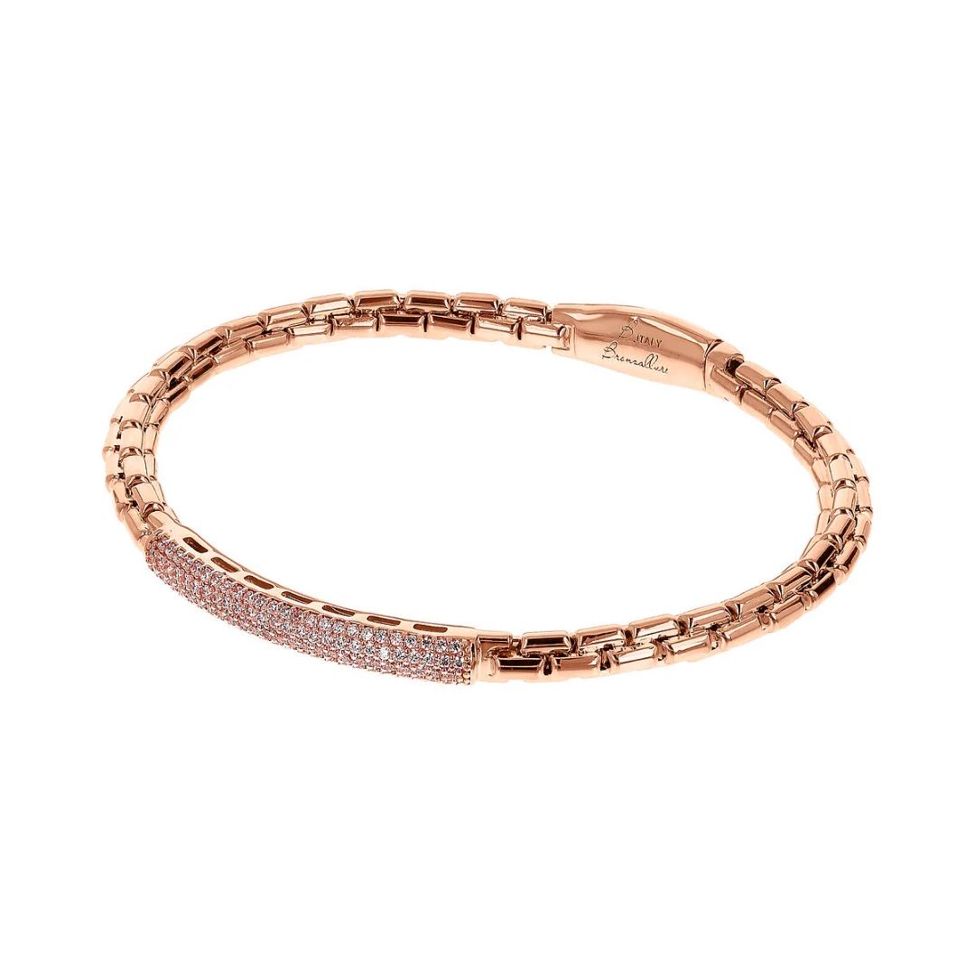 Bronzallure Semi-Rigid Venetian Mesh Bracelet with Cubic Zirconia Pavé Plate