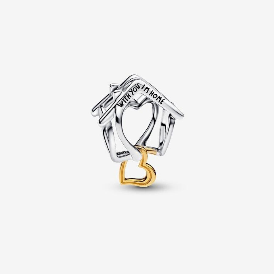 Charm Pandora calado para el hogar "Contigo estoy en casa"