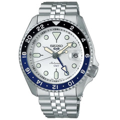 Reloj automático Seiko 5 Sport GMT con esfera blanca