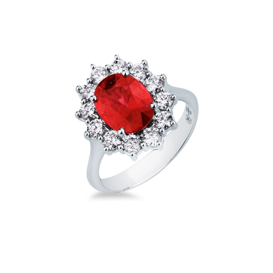 Anillo Mirco Visconti Kate con rubí natural y diamantes de talla brillante