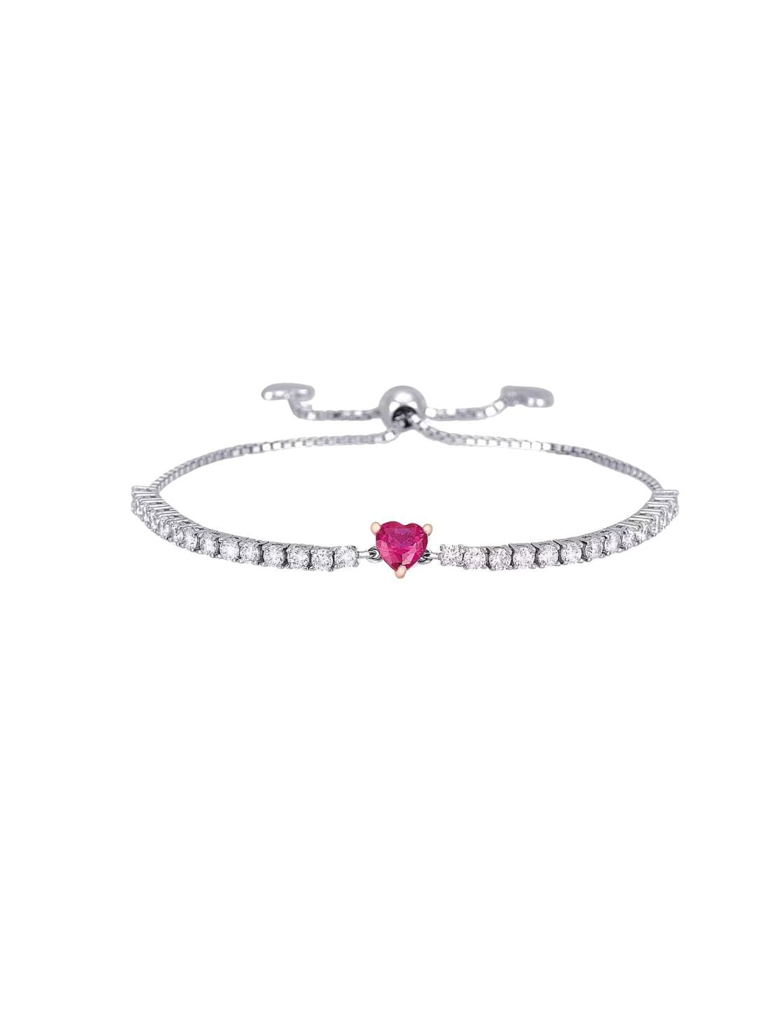 Pulsera de tenis Mabina con corazón rojo