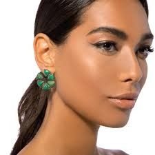 Dreams Stud Earrings with Green Zircon Pavé