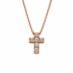 Collana Iannelli Croce in Oro Rosa 18 KT con Diamanti Naturali M81A050