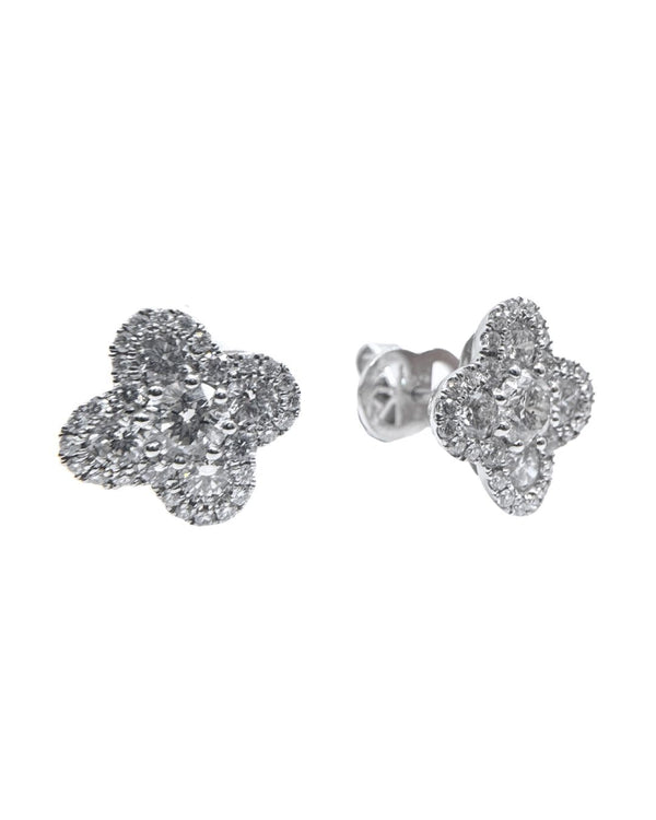 Orecchini Quadrifoglio Damaso in Oro Bianco e Diamanti ORK7D
