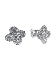 Damaso Four-Leaf Clover Earrings in White Gold and Diamonds