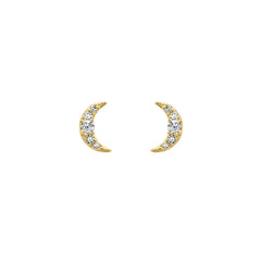 Stroili Stud Earrings Lunula Bon Ton 9 KT Yellow Gold Cubic Zirconia 1435997