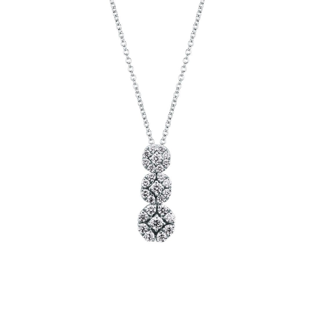 Mirco Visconti White Gold Necklace with Trilogy Pendant and Diamonds