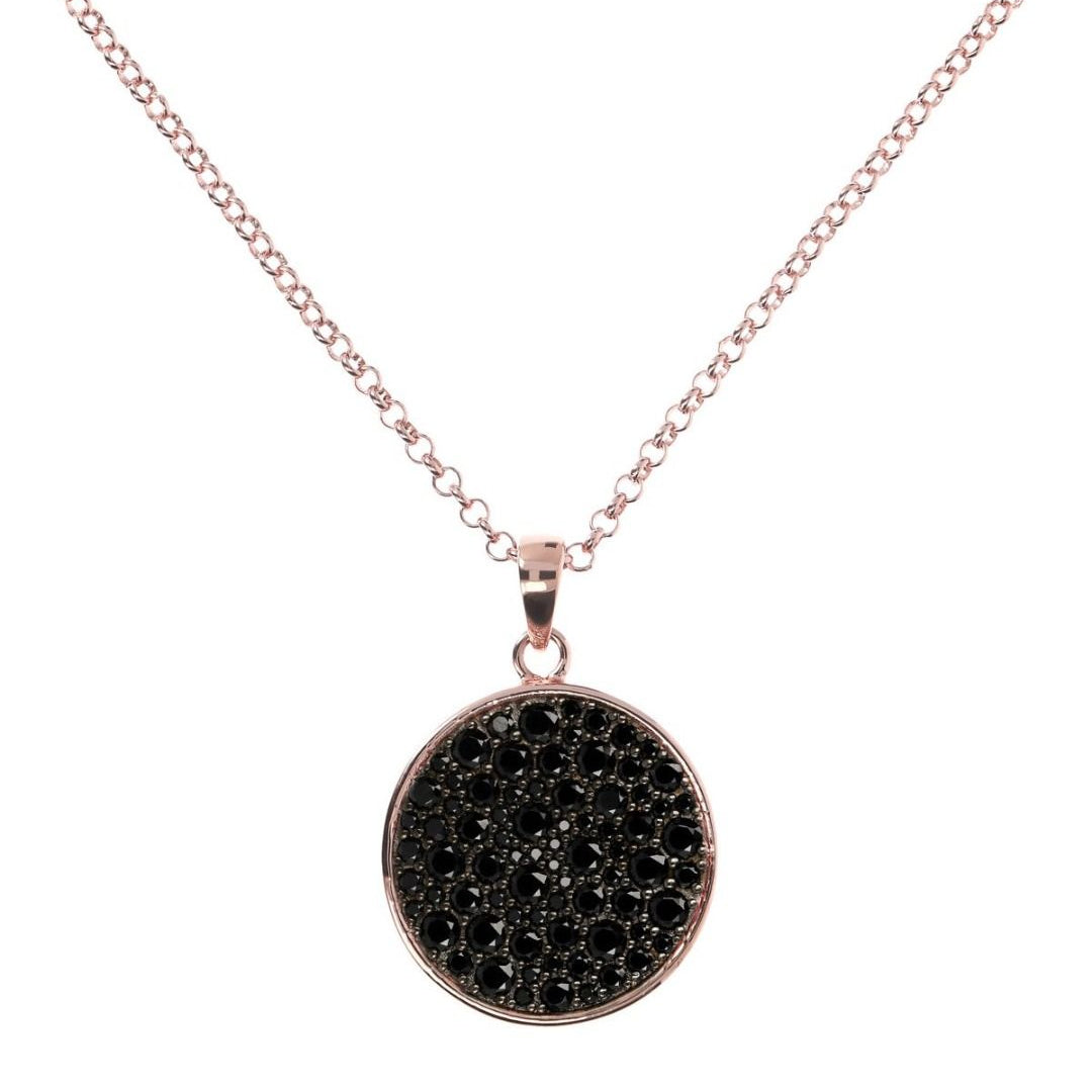 Bronzallure Necklace with Black Spinel Pavé Pendant