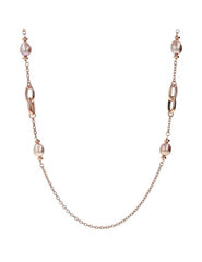 Collana Bronzallure Maxima Lunga Rose Gold con Maglie Intrecciate e Perle Multicolor WSBZ02259.MULTI