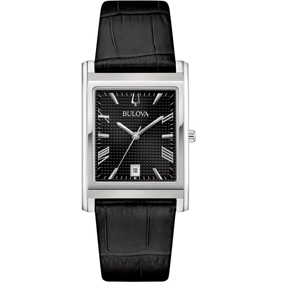 Reloj rectangular negro clásico misceláneo Bulova para hombre