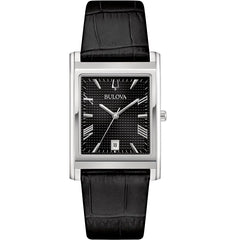 Reloj rectangular negro clásico misceláneo Bulova para hombre