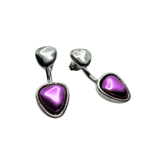 Ciclon Plata earrings with Purple Murano