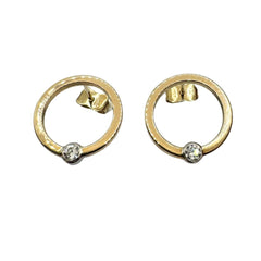 9KT Yellow Gold Square Section Round Stud Earrings