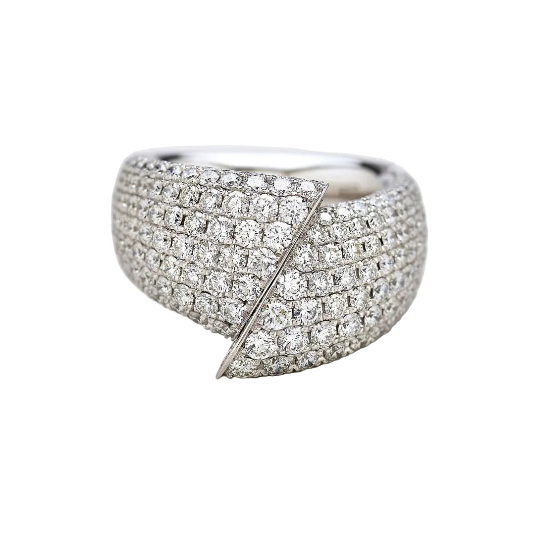 Anello Fascia Giorgio Visconti in oro Bianco con Pavè di Diamanti AB16829