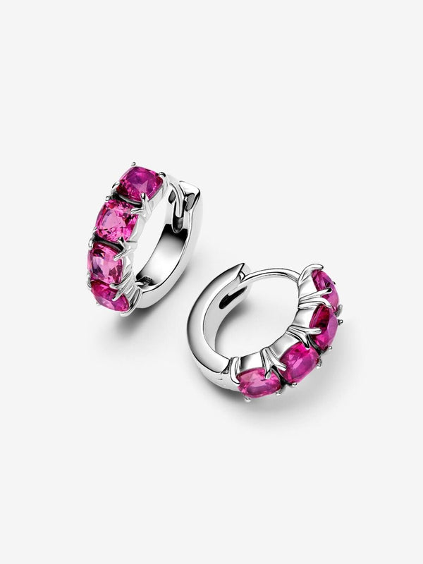 Orecchini Pandora Cerchi Cristalli Rosa Scuro 293851C02