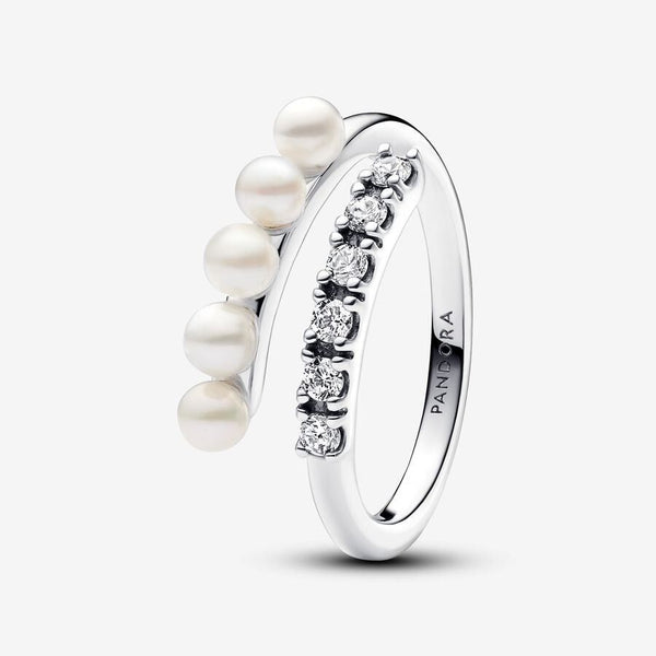 Anello Pandora Intreccio Con Perle D’Acqua Dolce Coltivate E Pavè 193145C01
