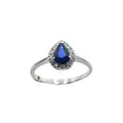 Anillo Bibigì Drop en oro blanco con piedras preciosas de rubí, esmeralda y zafiro