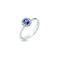 Anello Mirco Visconti con Zaffiro e Contorno di Diamanti Z681/A5Z