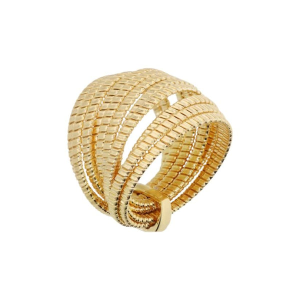 Anello Etrusca A Fascia Con Trama A Coste Multifilo