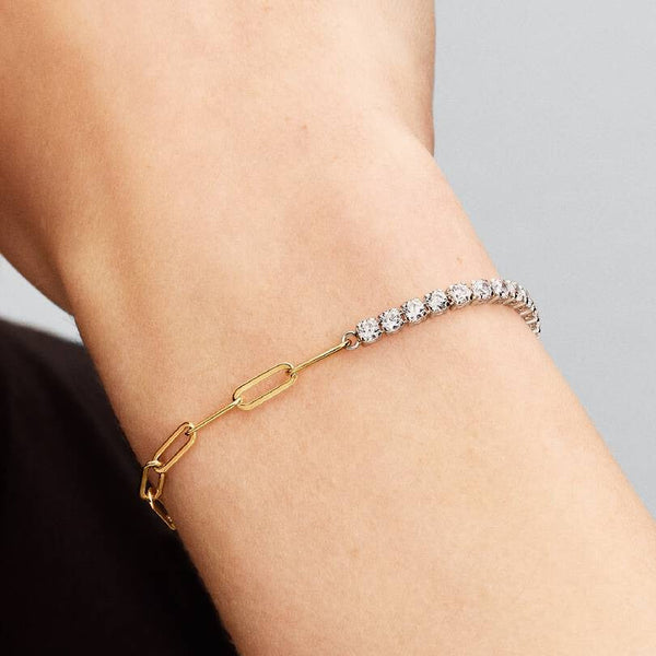 Bracciale Pandora Tennis E Maglia Link Placcato Oro Giallo 14 KT 564821C01