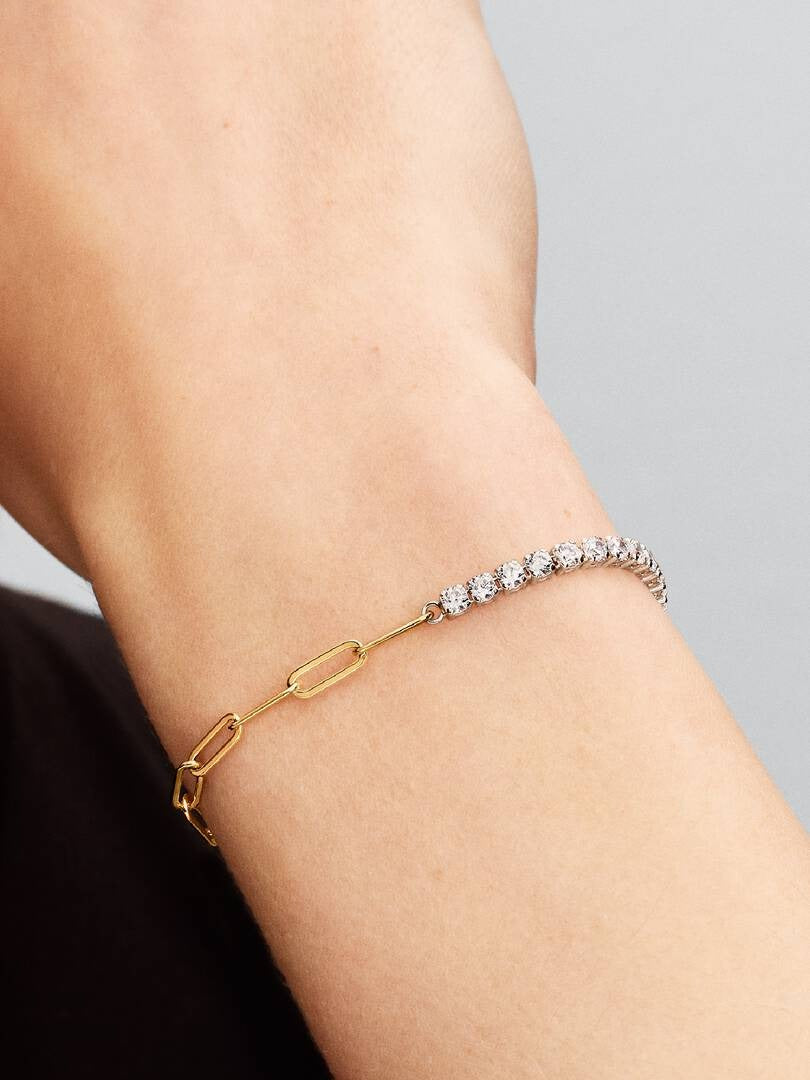 Bracciale Pandora Tennis E Maglia Link Placcato Oro Giallo 14 KT 564821C01