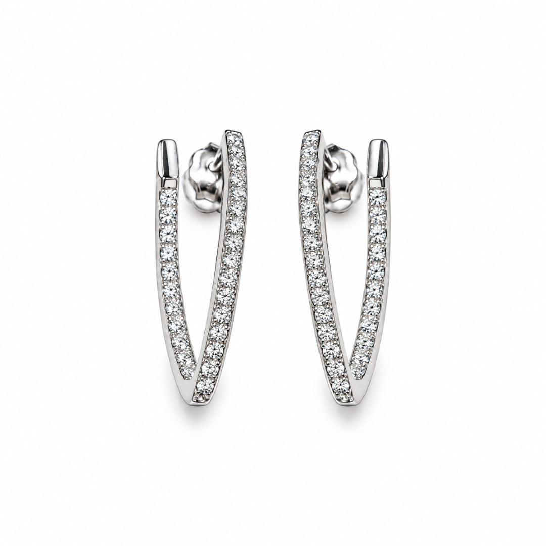 Orecchini Iannelli Handmade Cerchi Ovali in Oro Bianco 18 KT e Diamanti Naturali CRRT1