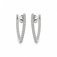 Orecchini Iannelli Handmade Cerchi Ovali in Oro Bianco 18 KT e Diamanti Naturali CRRT1