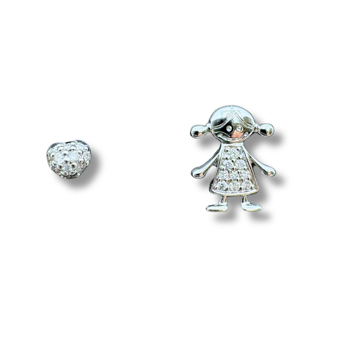 Orecchini Iannelli Handmade Bimba Cuore in Oro Bianco e Diamanti 228187