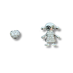 Orecchini Iannelli Handmade Bimba Cuore in Oro Bianco e Diamanti 228187