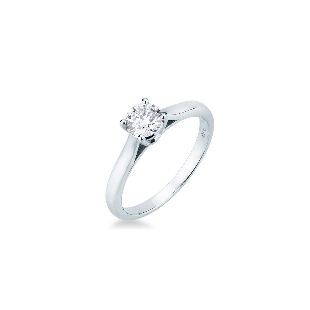 Mirco Visconti 4-Point Solitaire Ring in White Gold and Central Diamond