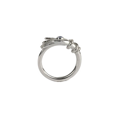 Nove25 Talisman Ring with Blue Spinel Eye in Silver