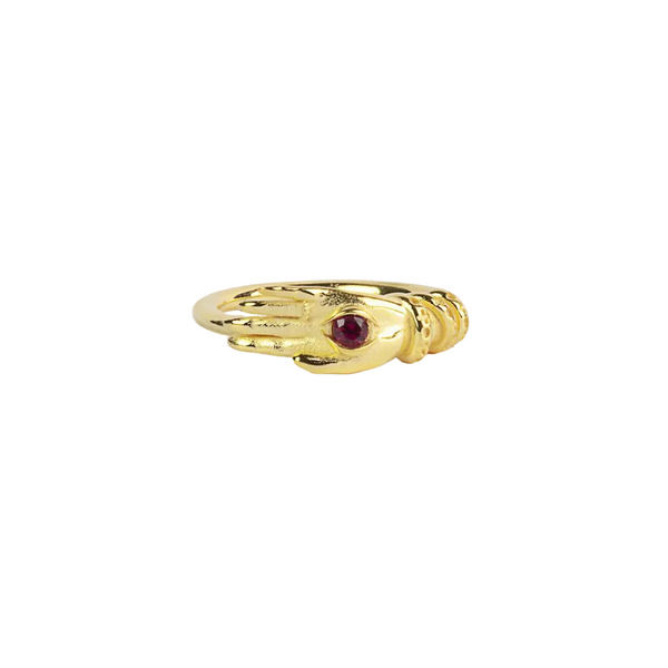 Fedina Nove25 Talismano Con Occhio Spinello Rosso Oro Giallo N25ANE00430