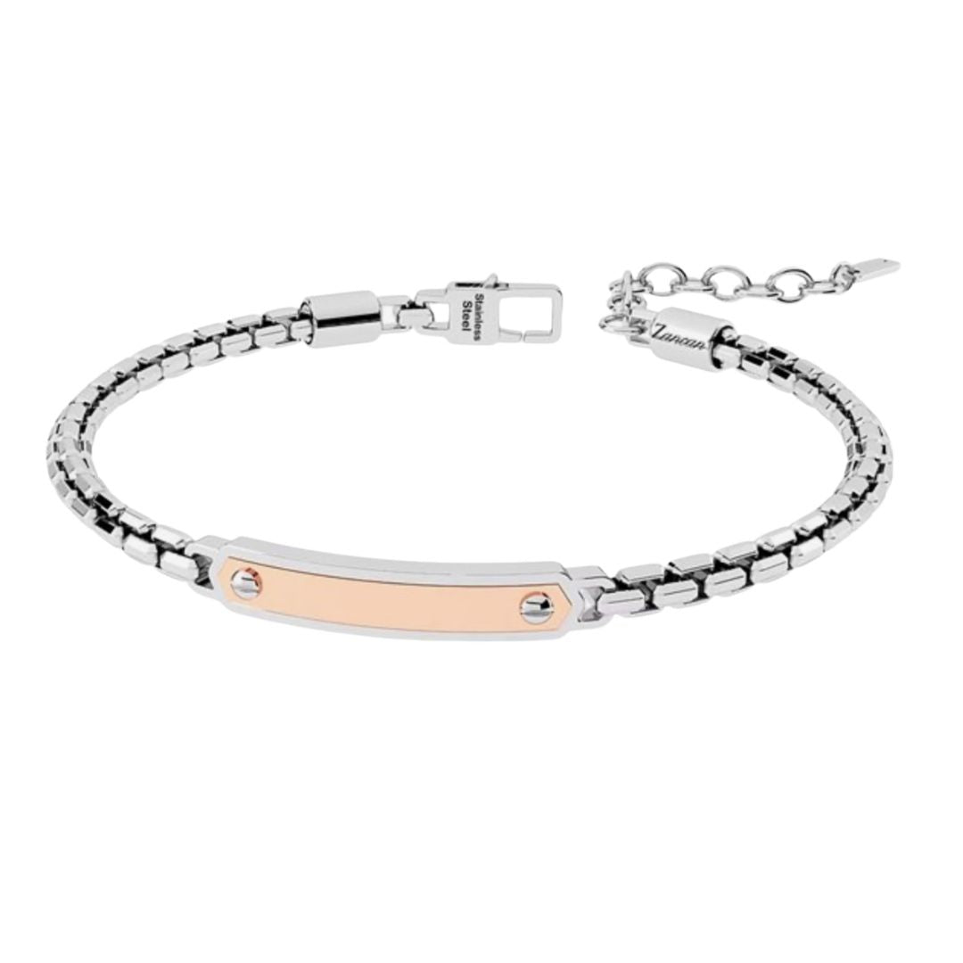 Bracciale Zancan in Acciaio 316L con Targhetta Rosè Incidibile EHB451
