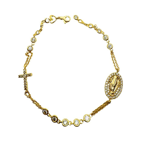 Bracciale Rosario in Oro Giallo 18 KT con Zirconi