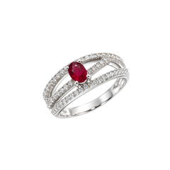 Mirco Visconti Band Ring with Natural Ruby and Diamonds