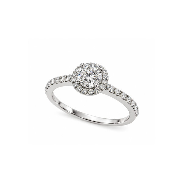 Anillo solitario Mirco Visconti en oro blanco con diamante central y diamante envolvente