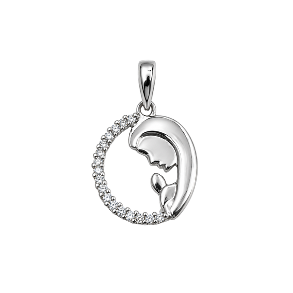 Colgante Madonna en Oro Blanco y Circonitas