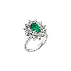 Anello Mirco Visconti con Smeraldo Naturale e Doppio Giro di Diamanti IE90/20S