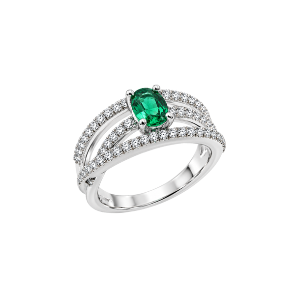 Anello Fascione Mirco Visconti in oro Bianco con Smeraldo e Diamanti ABA1242/S