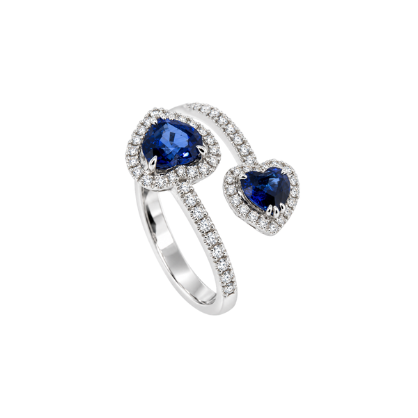 Anello Mirco Visconti Contrarié con Due Zaffiri taglio cuore e Diamanti ABA1061/Z