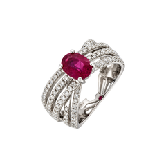 Anello Mirco Visconti Fascia Fantasia con Rubino e Diamanti CP550/R