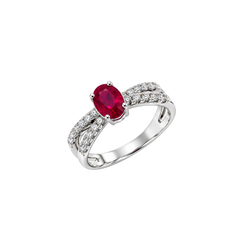 Anillo Mirco Visconti con rubí natural de talla ovalada y diamantes