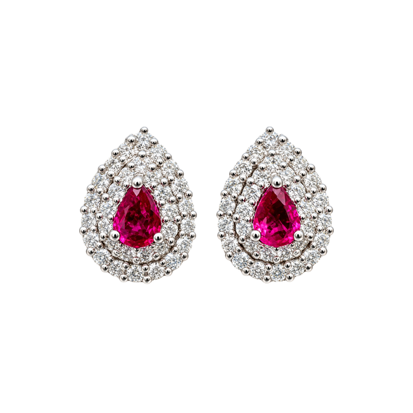 Orecchini Iannelli Handmade con Rubini Taglio Goccia e Doppio Contorno di Diamanti OR3310X