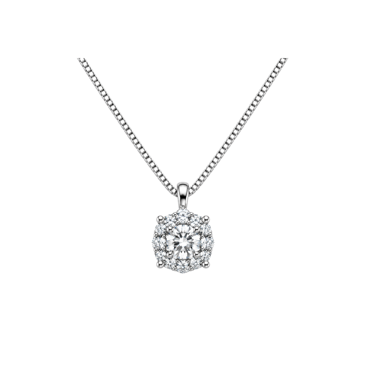 Collana Mirco Visconti Solitario Magic in Oro Bianco e Diamanti -