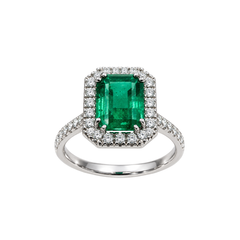 Anillo Iannelli hecho a mano en oro blanco con esmeralda talla octogonal y diamantes AFSALK142EE11