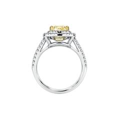 Anello Mirco Visconti In Oro Bianco Con Diamante Fancy Taglio Cuscino e Diamanti Bianchi MV322/FBH